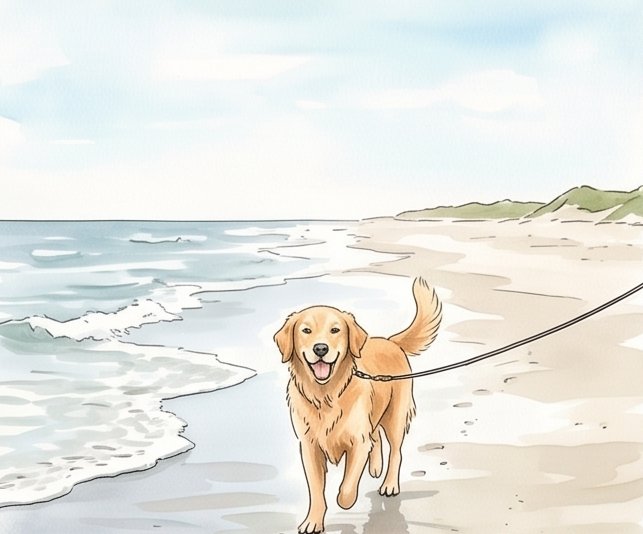 Watercolor: Beach days with the dog
