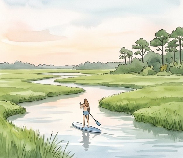 Watercolor: Paddle the Folly River